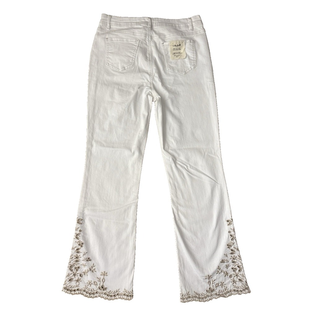 NEW Charlie B Bootcut Embroidered Jeans White Women's 12 x 31" - Picture 6 of 13